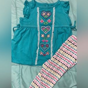 Pastel colored 2 piece outfit 24 months. GUC